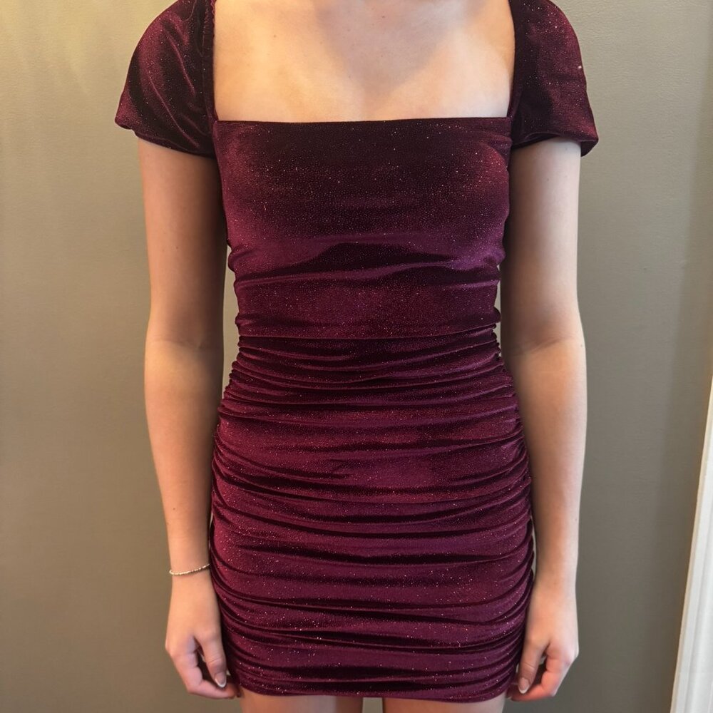 Lucy In The Sky Emaline Glitter Velvet Bodycon Dress size XS